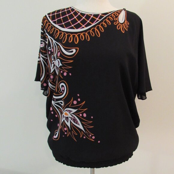 Bob Mackie Wearable Art Lined Abstract Floral Blouse Small - Picture 5 of 16